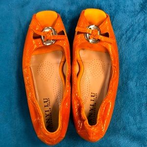 ANYI LU HARMONY Leather Peep-toe Ballet